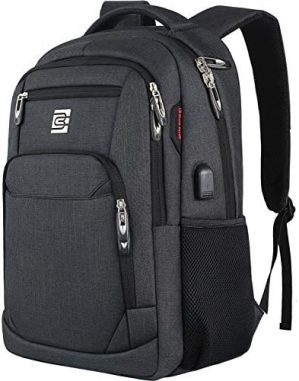 Laptop Backpack,Business Travel Anti Theft Slim Durable Laptops Backpack with USB Charging Port,Water Resistant College School Computer Bag for Women & Men Fits 15.6 Inch Laptop and Notebook – Black