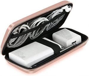 Shockproof Carring Case, iMangoo Hard Protective EVA Case Impact Resistant Travel Power Bank Pouch Bag USB Cable Organizer Sleeve Pocket Accessory Earphone Pouch Smooth Coating Zipper Wallet Rose Gold