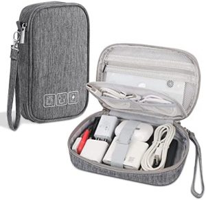 FYY Electronic Organizer, Small Cable Organizer Travel Case,All-in-One Electronics Accessories Cases for Cables, Chargers, USB,Earphones, Portable Hard Drives, Power Banks,Grey