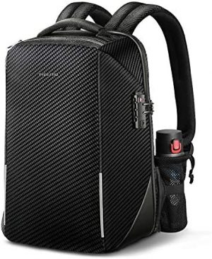 Anti-theft Travel Laptop Backpack, Fintie 15.6 Inch TSA-Friendly Water Resistant Daypack Rucksack with RFID Protection and USB Charging Port for Mens Business School Outdoor, Black