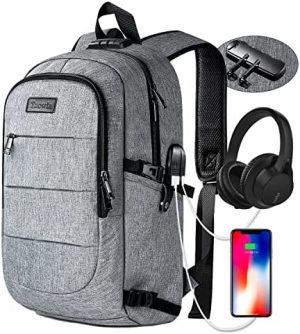 Tzowla Travel Laptop Backpack Water Resistant Anti-Theft Bag with USB Charging Port and Lock 15/17 Inch Computer Business Backpacks for Women Men College School Student Schoolbag Casual Hiking Daypack