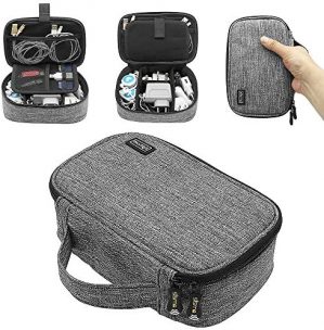 sisma Travel Electronics Organiser Carrying Case for Power Cords Power Bank Earbuds Hard Drives Memory Cards Laptop Adapter Mouse Small Accessories -Grey 1680D Fabrics SCB17092B-OG
