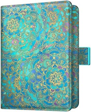 Fintie Passport Holder Cover Case, Premium Vegan Leather RFID Blocking Travel Wallet with Snap Closure, Shades of Blue, 6.29 x 4.92 inches, Rfid Wallet
